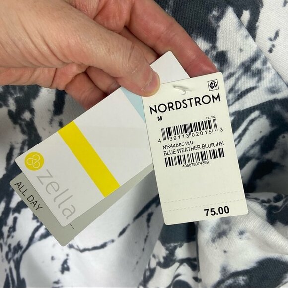 NWT Nordstrom Zella Jamie Ink Splatter Crew Sweatshirt Size Medium Oversize Boho - Picture 4 of 10